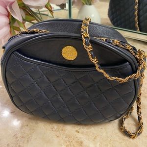 KK Collection Quited Leather with Dual Chain Link Straps in Gold Hardware